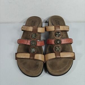 Taos Prize 4 Leather Sandals With Button Embellishment Strappy Womens Shoes Sz 9